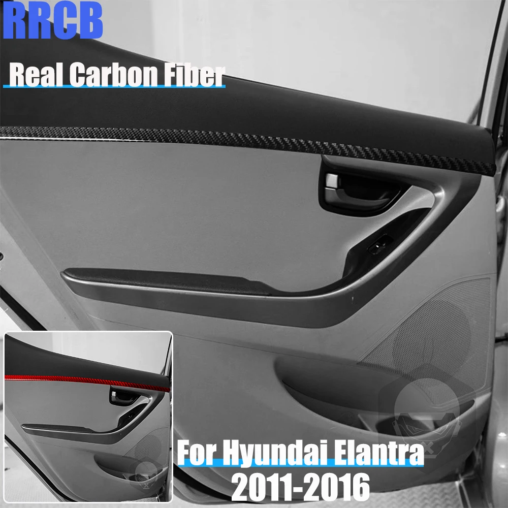 

Real Carbon Fiber Car Accessories Rear Door Strips Trim Soft Cover Sticker For Hyundai Elantra 2011 2012 2013 2014 2015 2016
