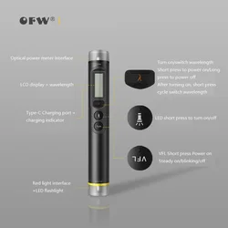 2024 Mini Optical Power Meter with Lithium Battery, Visual Fault Locator, Optic Fiber Cable Tester, OPM15mW/30mW VFL