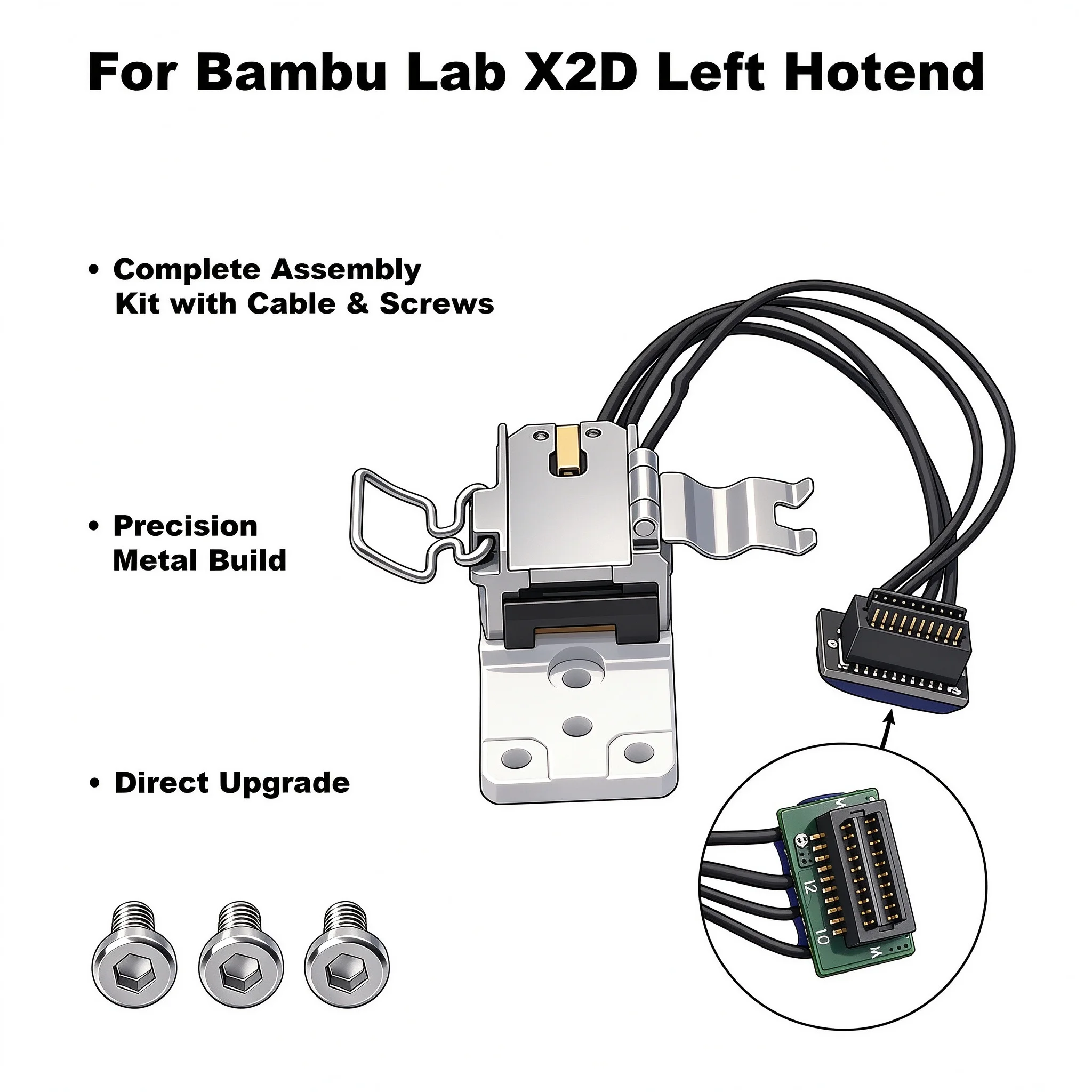 Hotend Heating Assembly Left Side for Bambu Lab X2D,3D Printer Parts 350degree High Temperature Printing Accessories