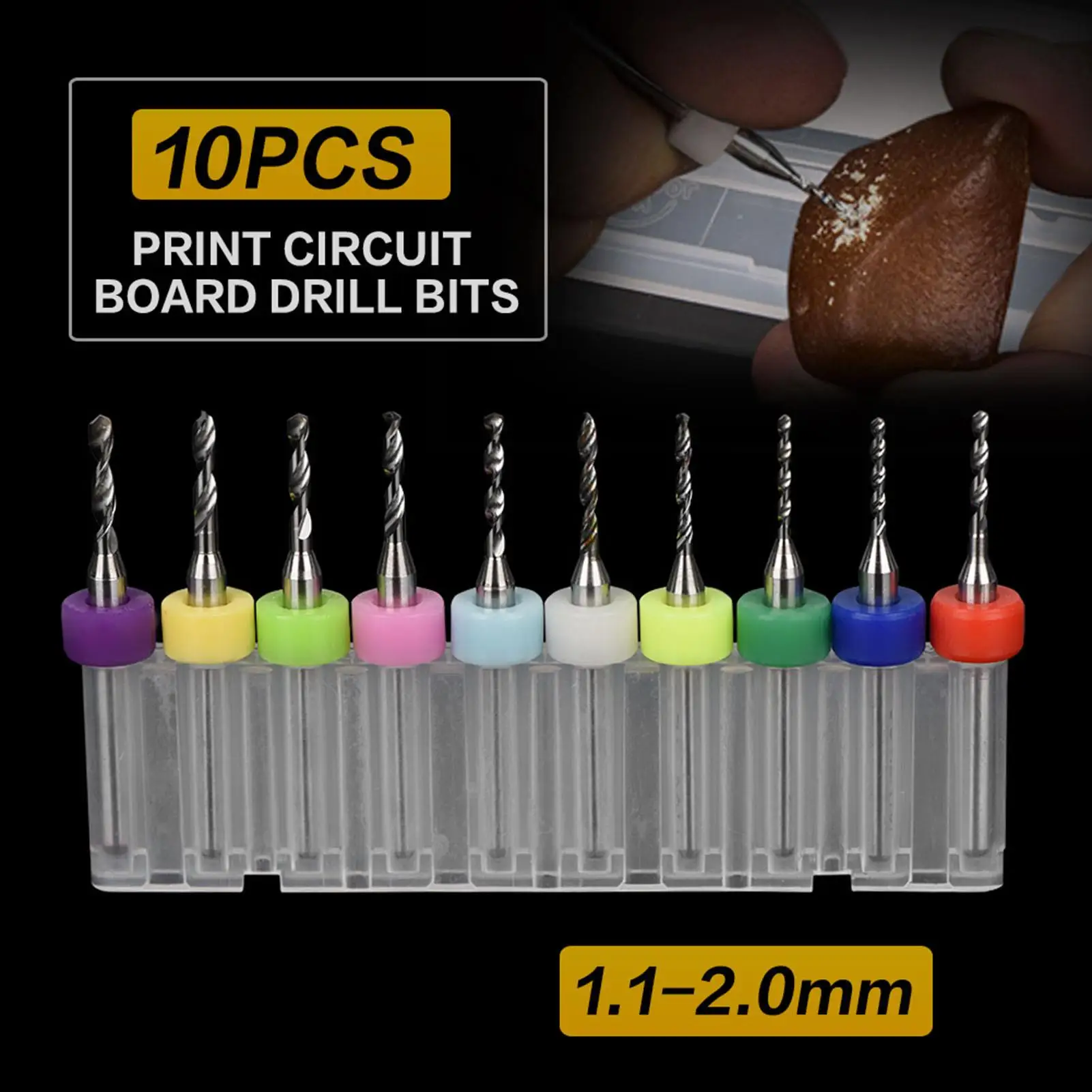 Mini Boor Set 10 stks Wolfraam Staal Carbide Micro Bits 03mm tot 12mm voor Printplaat Precisie boren