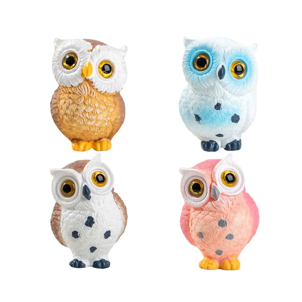 1Pcs Resin Owls Figurine Home Decoration DIY Craft Animal Miniatures Desk Accessories Gardening Decor Micro Landscape Ornament