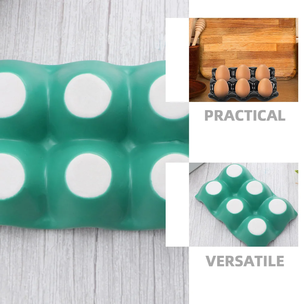 

3 шт. керамический контейнер для яиц, компактный дизайн для холодильника, столешница, лоток для хранения свежих яиц, нескользящая основа