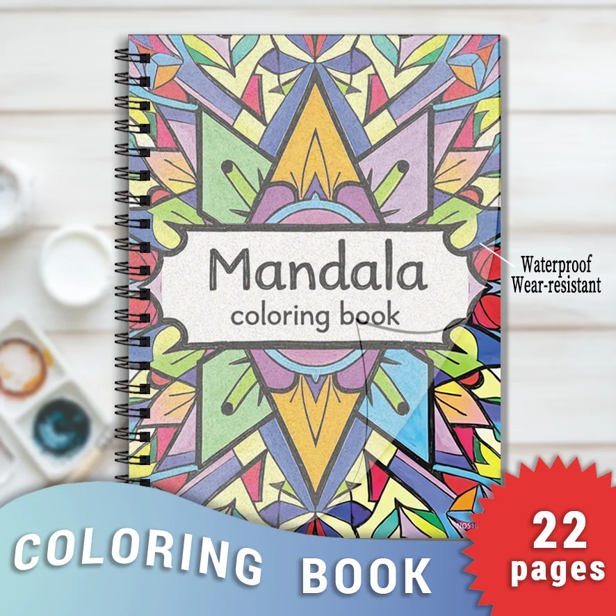 Mandala Adult Coloring Book - 8.3x11.2 inches Stress relief coloring book 22 pages of art therapy illustrations to relieve anxie