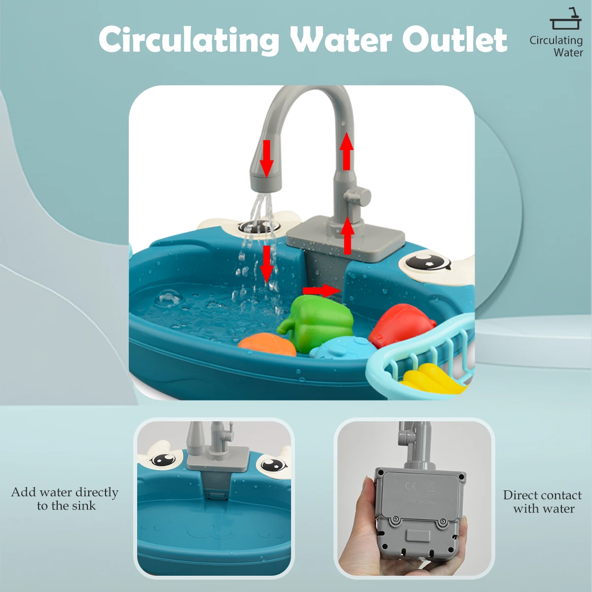 ของเล่นเครื่องล้างจาน อ่างล้างจานเล่นไฟฟ้าพร้อมน้ําไหล ระบบวงจรน้ําอัตโนมัติ อุปกรณ์ครัวจําลอง