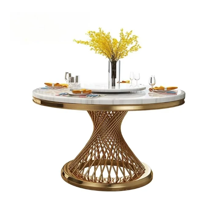 xx-Wholesale Party Event Gold Stainless Steel Base Luxury Round Banquet Table^