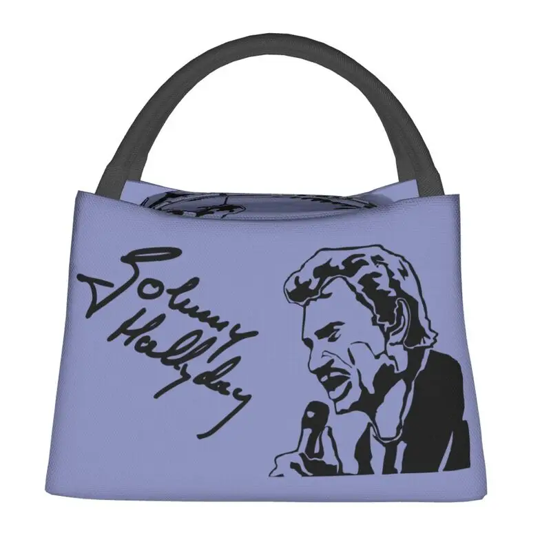 

French Legend Rock Johnny Hallyday Thermal Insulated Lunch Bags Women Portable Lunch Tote for Camping Travel Meal Food Box