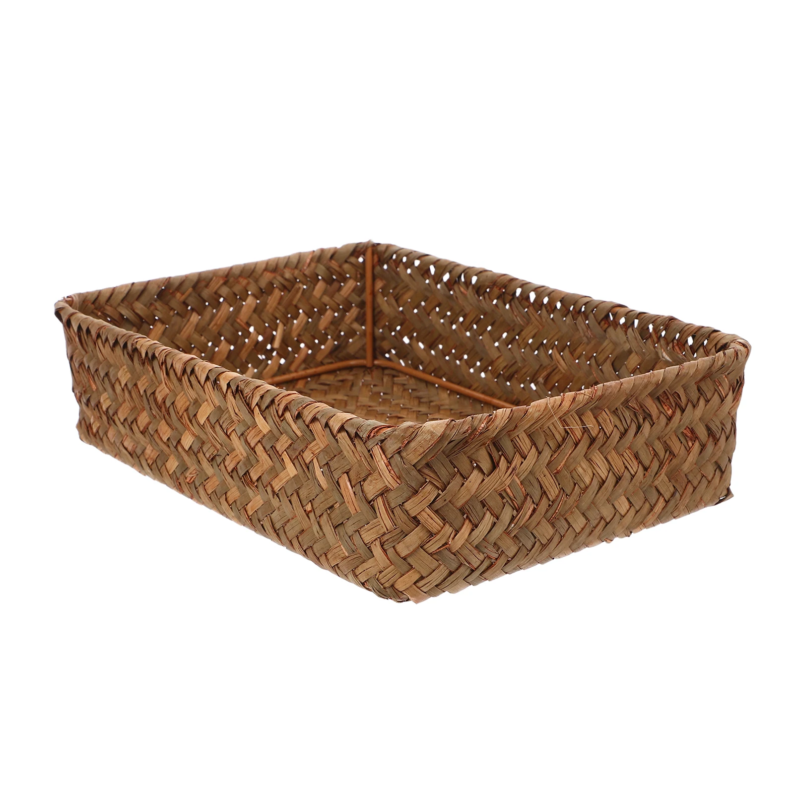 

Grass Woven Basket For Silverware Storage Organizer Kitchen Bathroom Utensil Holder Drying Rack Camping Picnic Accessories
