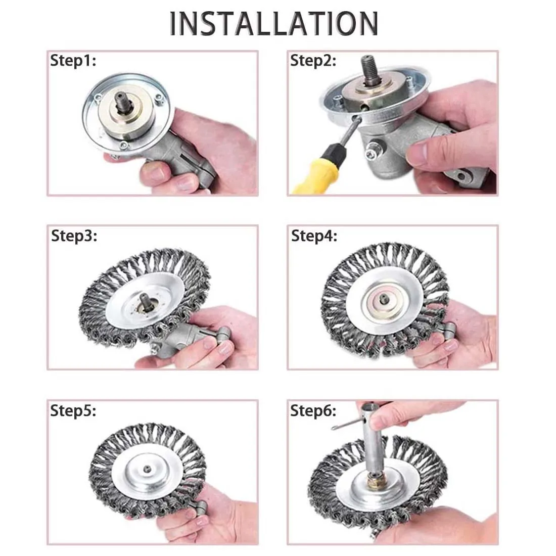 Mower With 6 Inch Steel Wire Weeding Head Wheel Kink 6 Inch Steel Wire Weeding Head Accessories Garden Tools Weeding Brush Disc