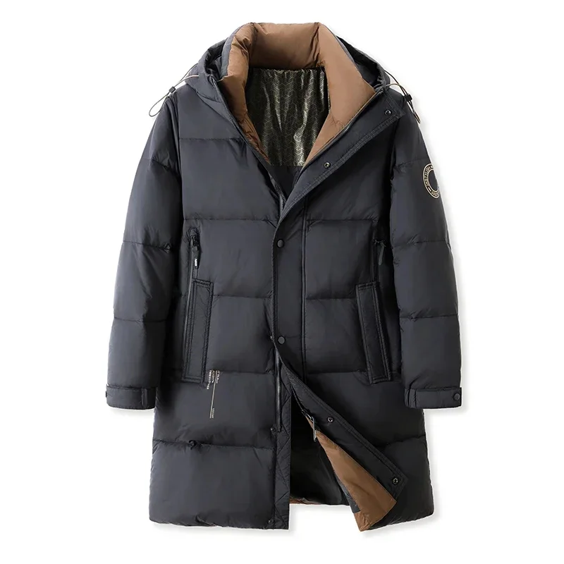 COZOK piumino lungo con cappuccio uomo imbottitura d'oca abiti firmati di lusso uomo imbottito uomo inverno Casual Sack cappotto maschile