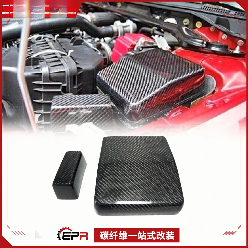 لـ Mitsubishi Lancer Evolution EVO X - غطاء صندوق الصمامات لمقصورة المحرك من ألياف الكربون وغطاء البطارية (جزء التعديل)