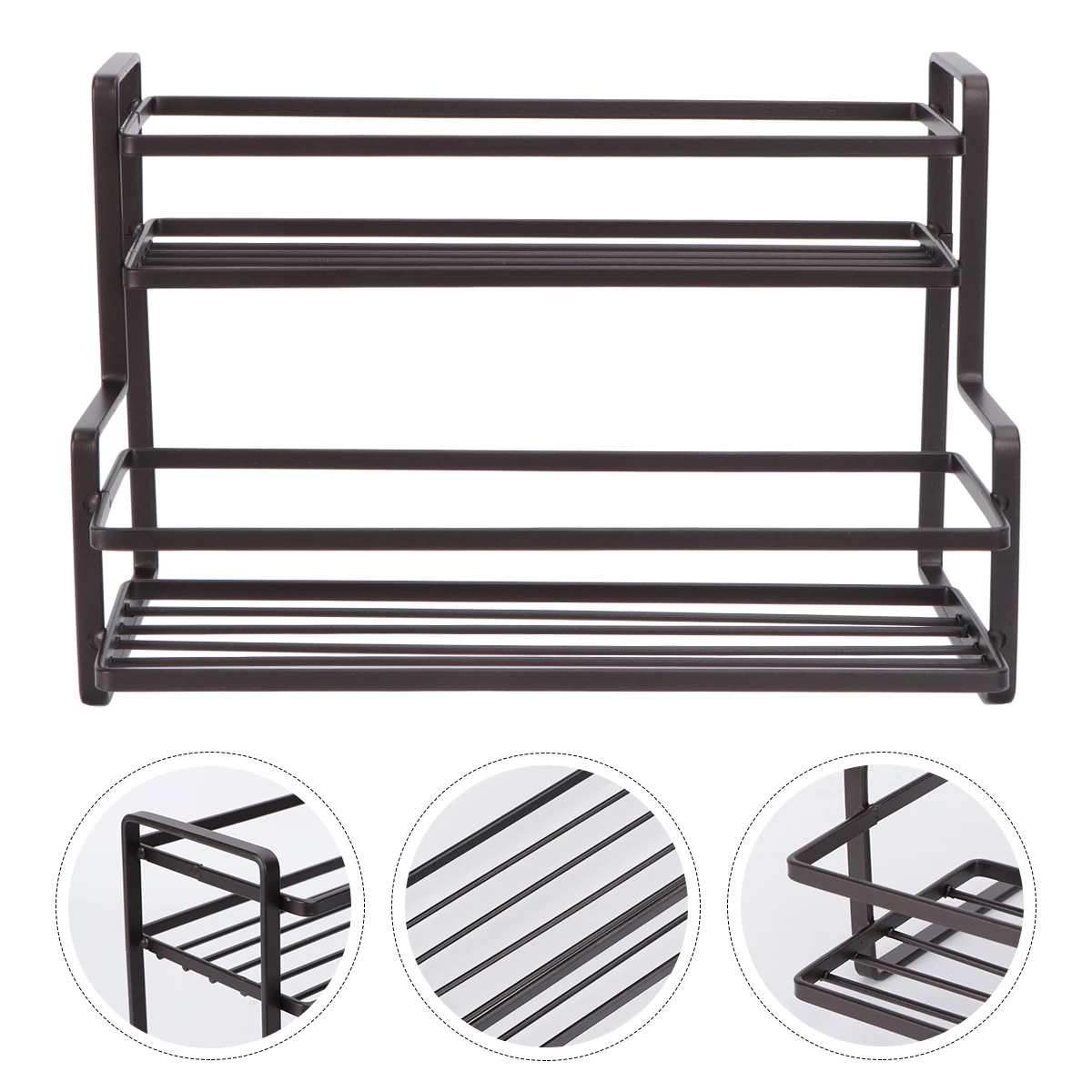

1pc Seasoning Rack Storage Shelves Kitchen Space-Saving Organizer Multifunctional Condiment Holder Iron Shelf Japanese