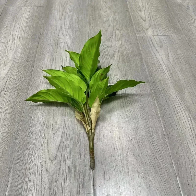15 Zoll große künstliche Pflanze, tropischer Monstera-Palmenzweig, künstliches Schildkrötenblatt, künstliche Plastikpalme für Haus, Garten, Bürodekoration – Detail 6