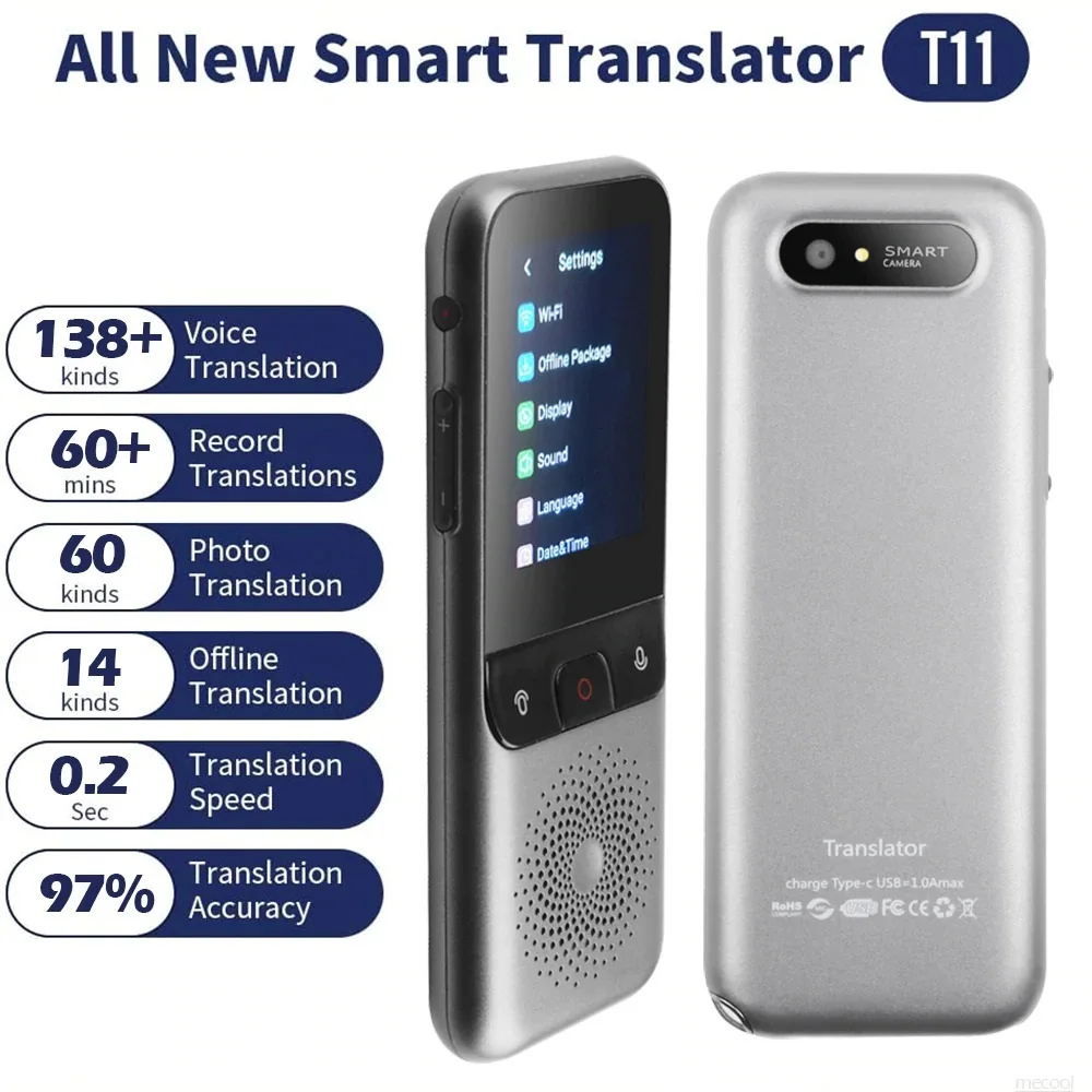 

Top 138 Languages T11 Portable Smart Voice Translator Real-time Multi-Language Speech Interactive Offline Translator Business