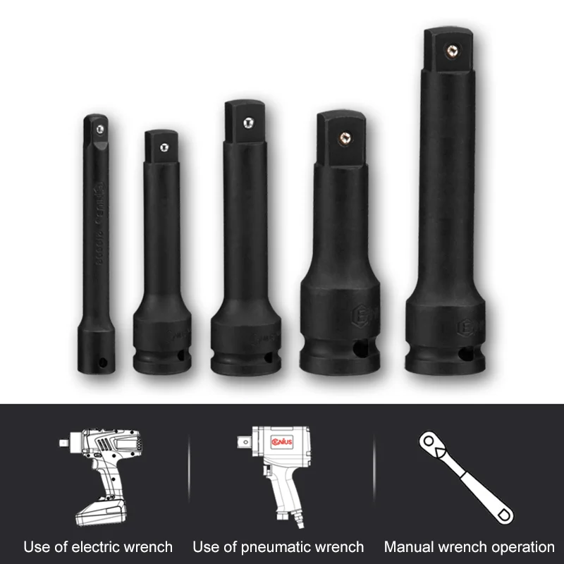 1Pc 1/2 3/4 1 Inch Heavy Duty Long Extension Bar Ratchet Wrench Impact Socket Extender Pneumatic Tool 75 125 150 200 300 400mm