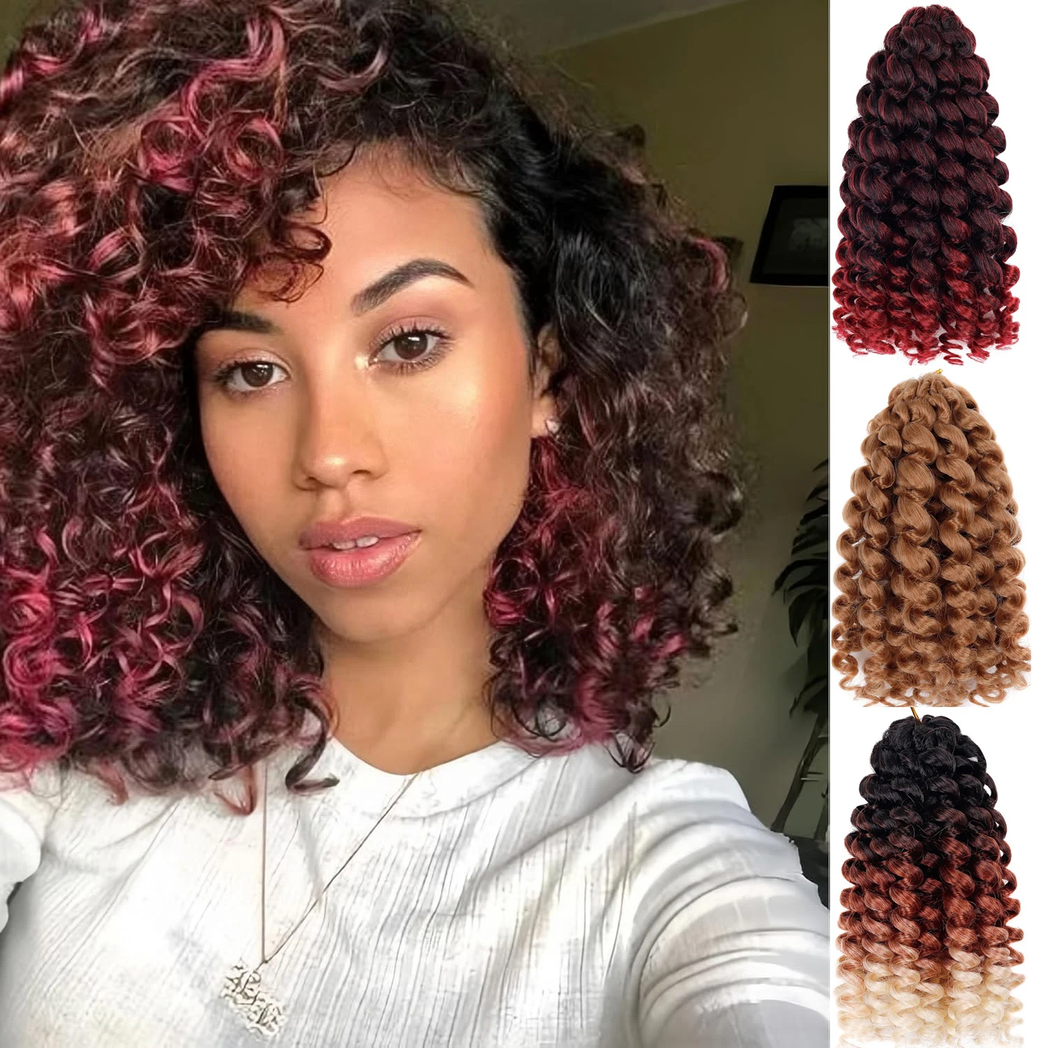 

GoGo Curl Вязание крючком Волосы Волна Плетение для Женщин Ombre Черный Цвет Короткие Пляжные Локоны Синтетические Глубокие Наращивание Волос