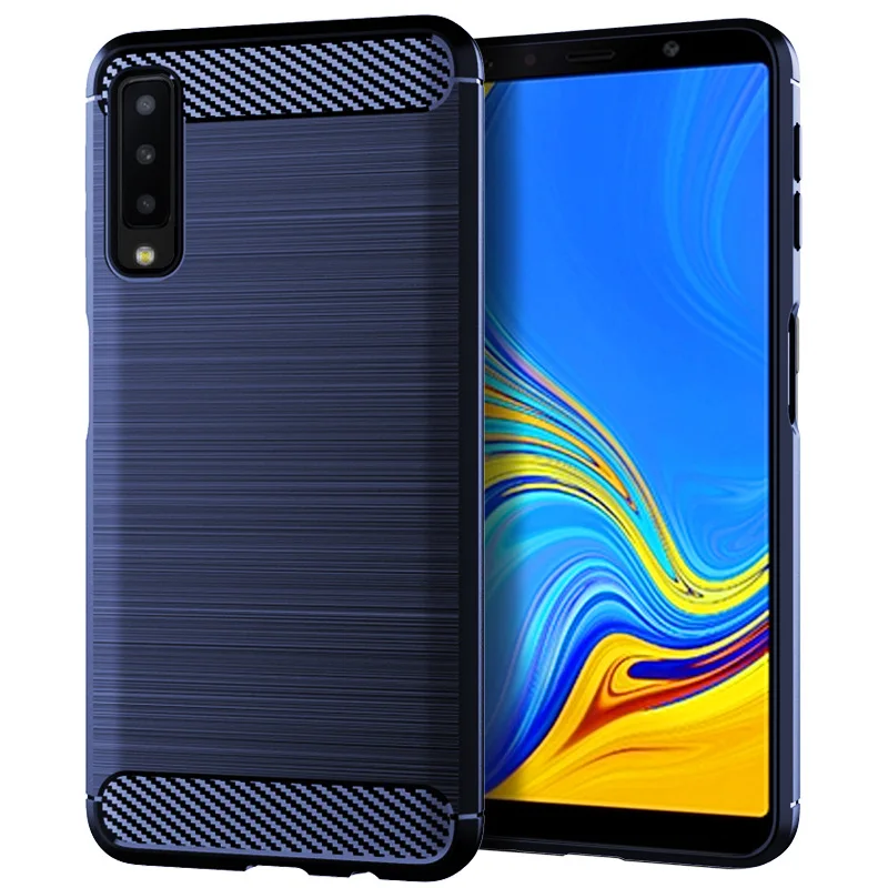 For Samsung Galaxy A7 2018 Silicone Case Shockproof Back Cover For Galaxy A750 Phone Cases Carbon Fiber Case Coque Fundas