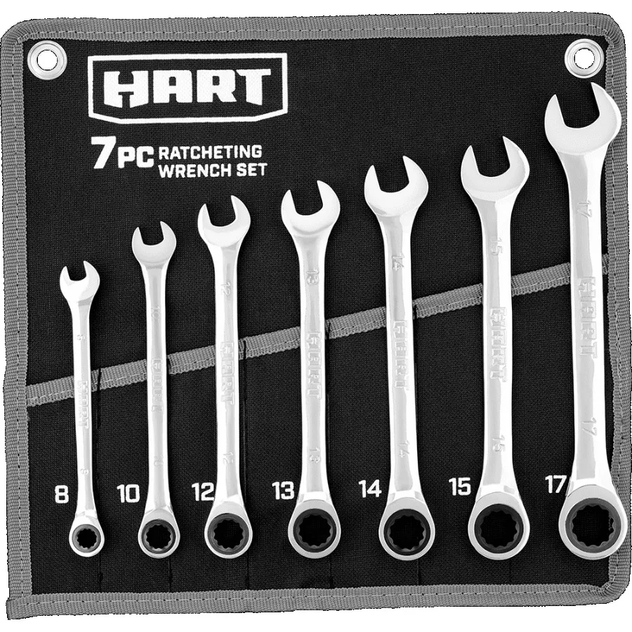 

7-Piece MM Ratcheting Wrench Set with Tool Pouch Chrome Vanadium