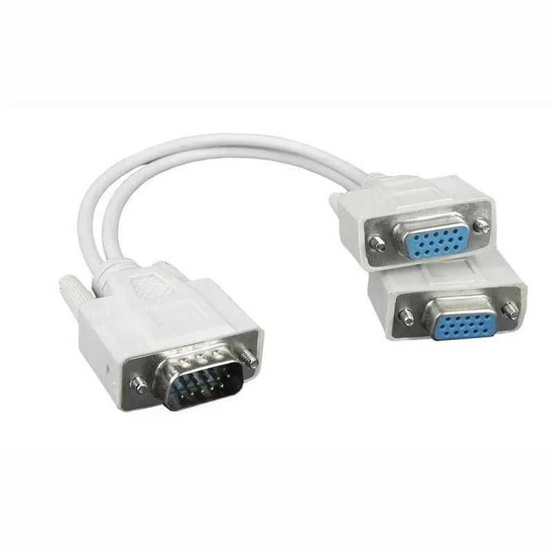 RGB VGA SVGA Male to 2 VGA two HDB15 Female Splitter Adapter extension Cable w/ core VGA splitter adaptor connector converter