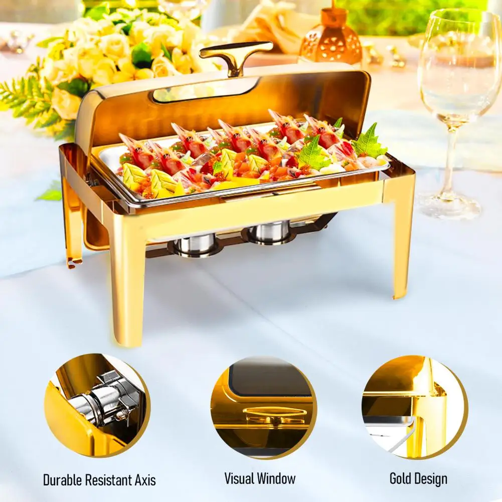 9L Buffet Dish, Catering Food Warmer, Chafing Dish Buffet Set, Stainless Steel Chafing and Buffet Warmers Set with Visible Lid,