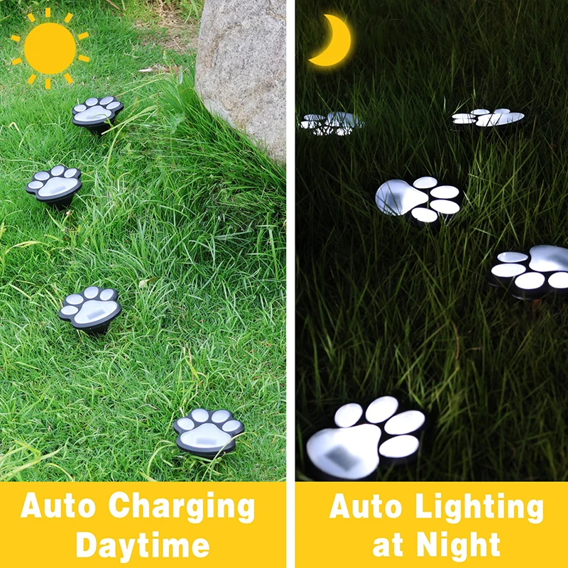 Outdoor LED Solar Light Waterproof Dog Cat Animal Paw Print Light Path Lawn Lamp For Garden Patio Lawn Summer Camping Home Decor