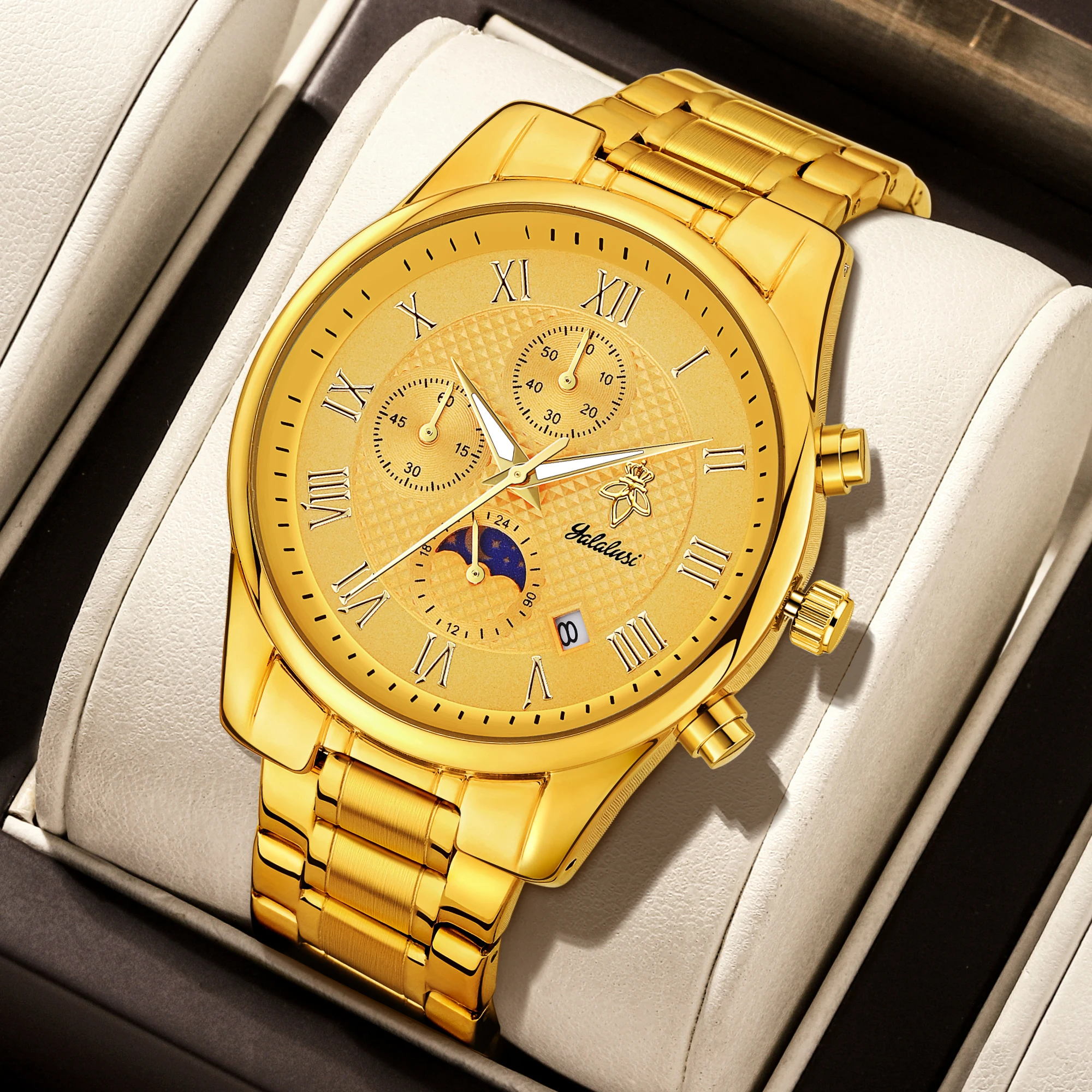 YaLaLuSi Stylish Men’s Steel-Strap Bracelet Watch: Versatile Timepiece for Business and Leisure – The Perfect Gift Reloj