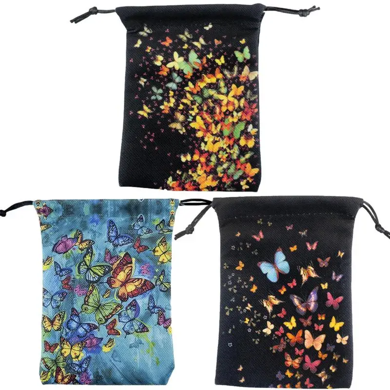 13x18cm Tarot Card Bag Dice Bag Tarot Card Holder Jewelry Bags Butterflies Print Tarot Cards Fabric Bag