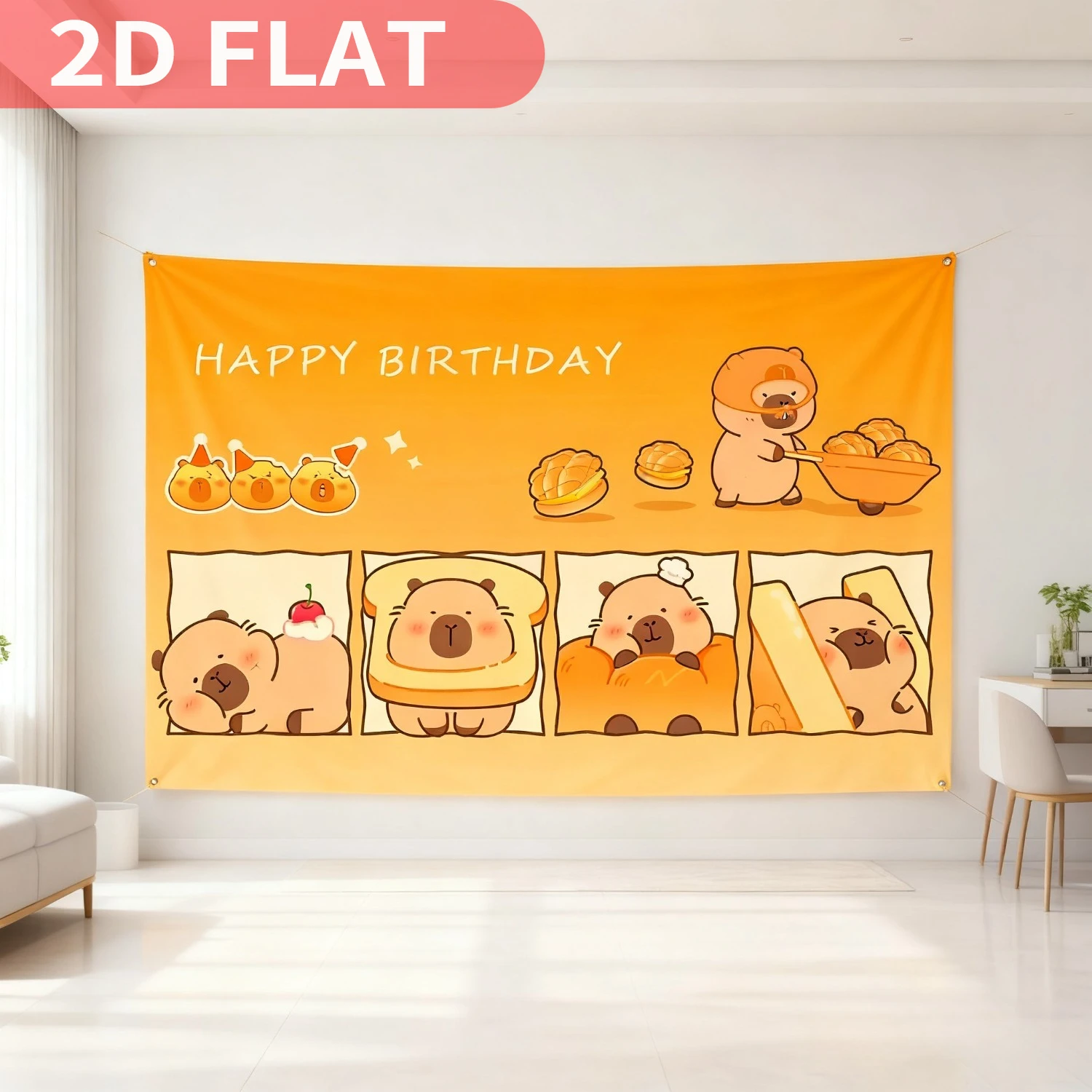 

1pc Cute Capybara Animal Theme Birthday Festival Pendants and Hanging Decor, Durable Polyester, Photography Background Banner