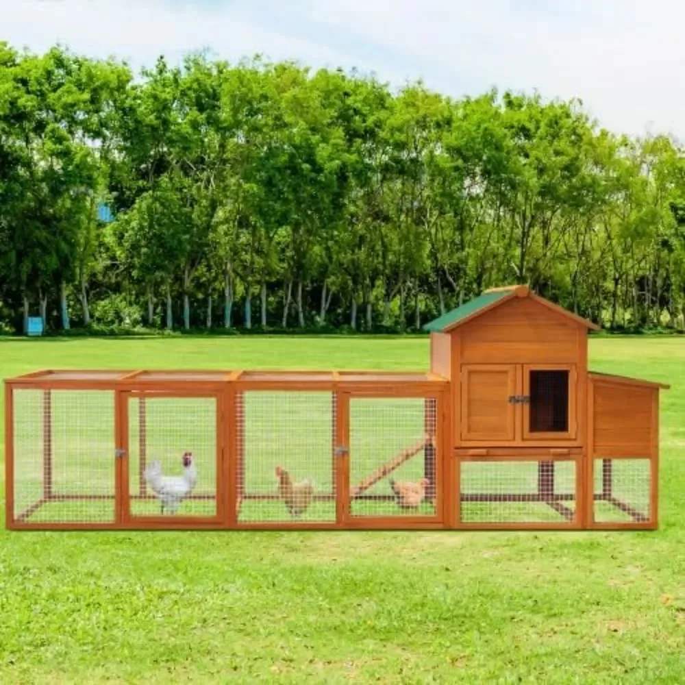 

122''Chicken Coop with Nest Box - Poultry Cage with Removable Tray, Wooden Chicken Coop for 6 Chickens with Waterproof Roof