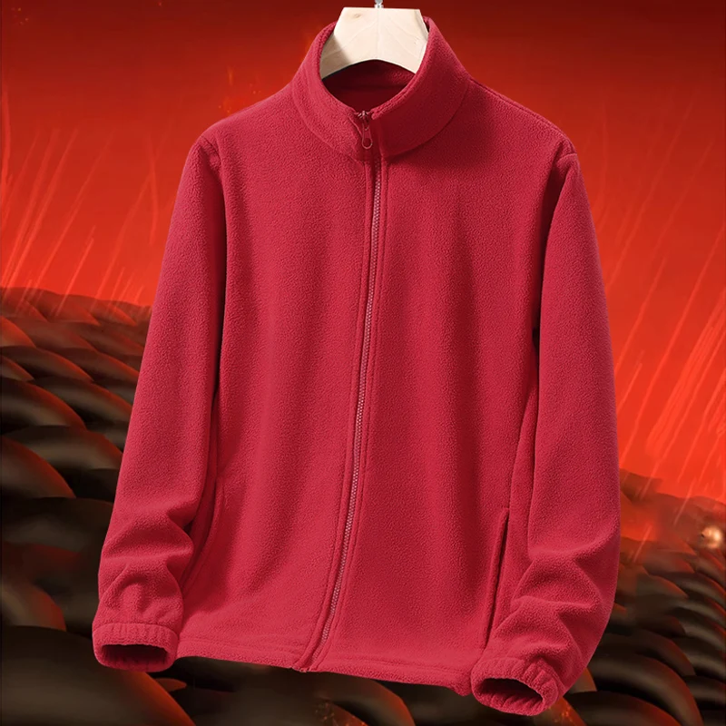 

ex Fce Jaet Loose Casual Warm Autumn Winter Outerwear for Couples Youth ular Sle Polyester Fiber Long Sve Zi...