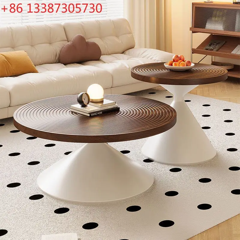 

Round coffee table living room household minimalist medieval carbon steel small coffee table modern