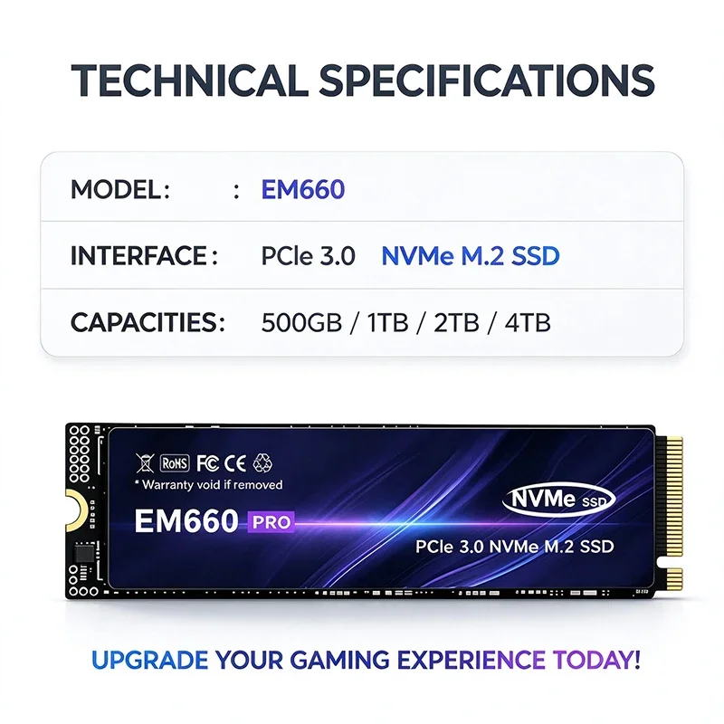 Original EM660 PCIe Portable External SSD Gen4 2TB 4TB High Performance Solid State Drive Fast Storage for Gaming Laptop Desktop
