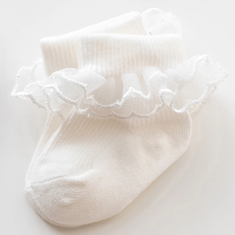 Newborn Baby Girls Socks Lace Ruffles Sweet Anti-Skid Princess Socks Toddler Spring Fall Cute Kids Socks