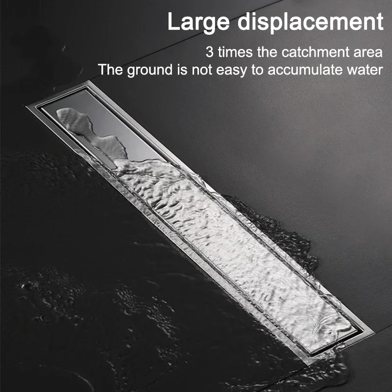 Stainless Steel Invisible Floor Drain Gold Hidden Extended Floor Drain Anti-Odor Shower Drain Bathroom Drainer