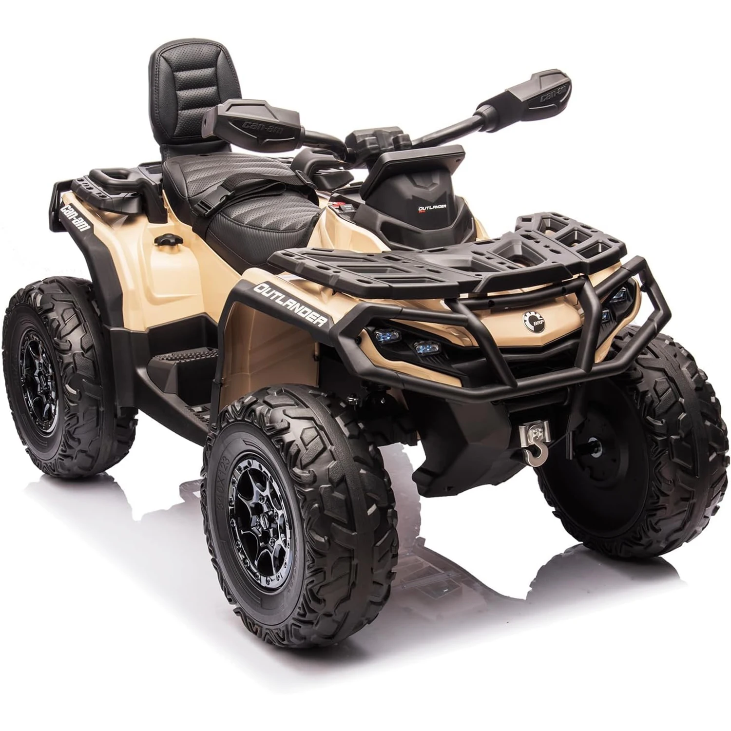 2 Seater Ride On ATV for Kids, 24V Four Wheeler Electric ATV Battery Powered with Leather Seat, Safety Belt Bluetooth 3 Speeds