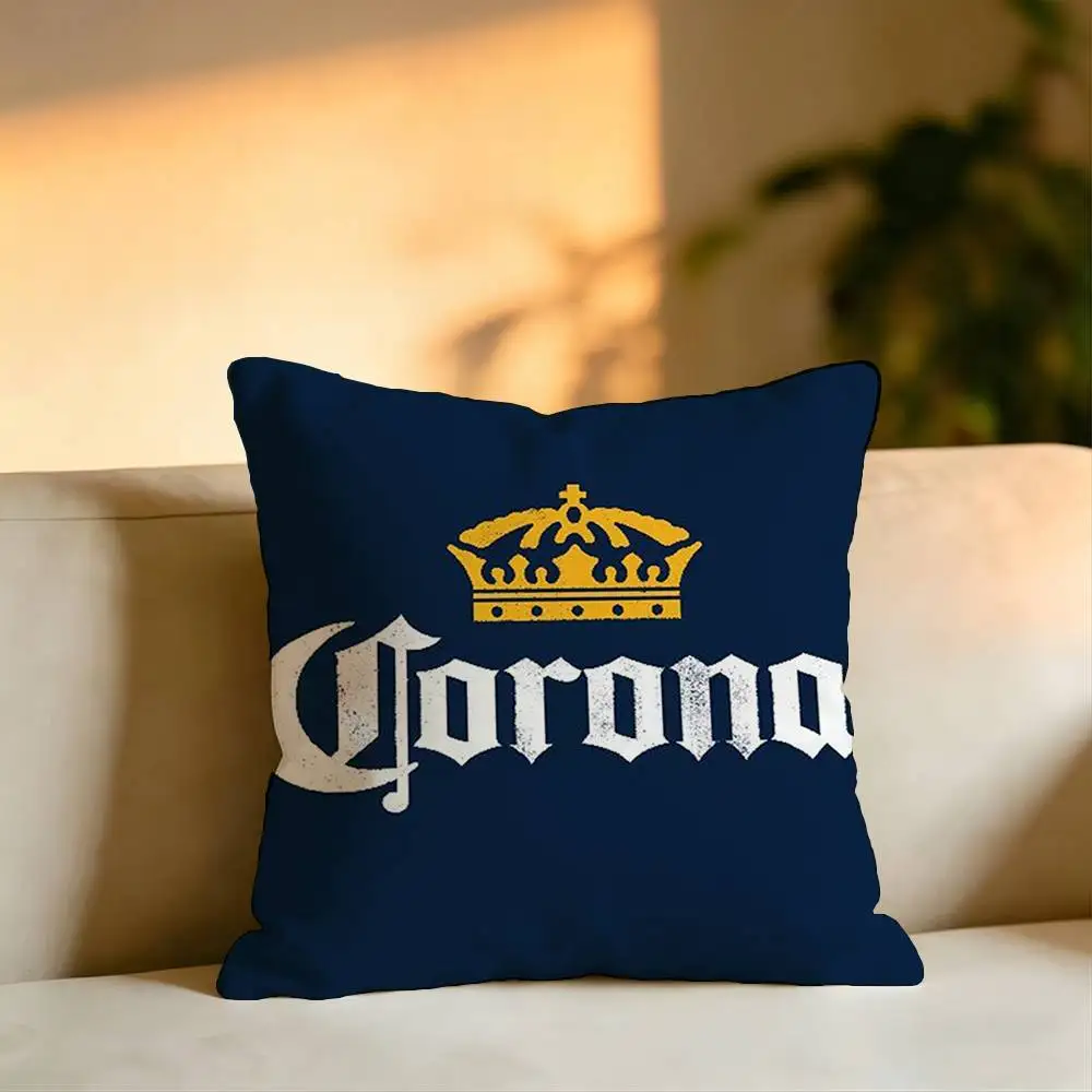 C-Corona E-Extra Beer Square Double-Sided printed Pillow Case Bedroom Bedside Pillow Sofa Cushion Cover