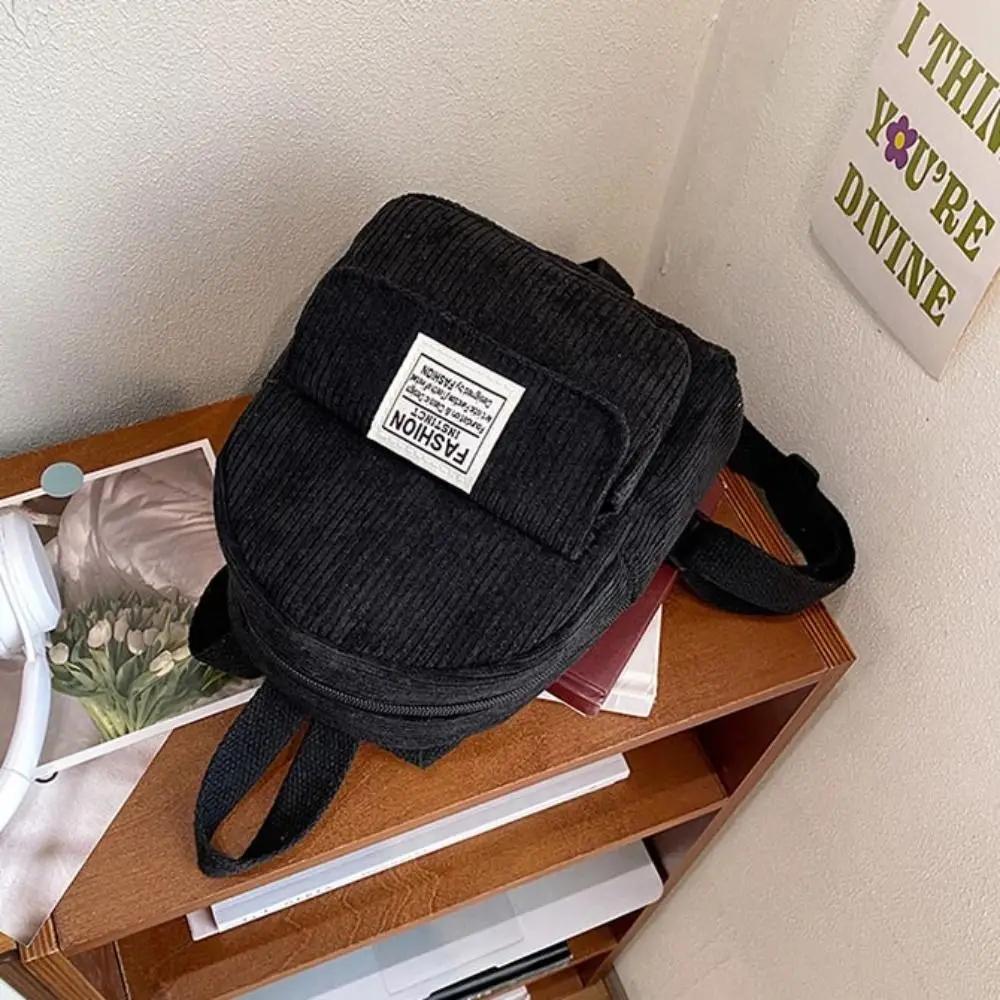

Simple Phone Bags Corduroy Backpack Korean Style Rucksack Mini Shoulder Bags Handbag Solid Color Women School Bags Travel