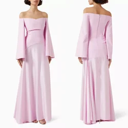 Customized Formal Sizes Available Jersey Pleat A-line Off-the-shoulder Long Dresses Bespoke Occasion Dresses Modern Style Simple