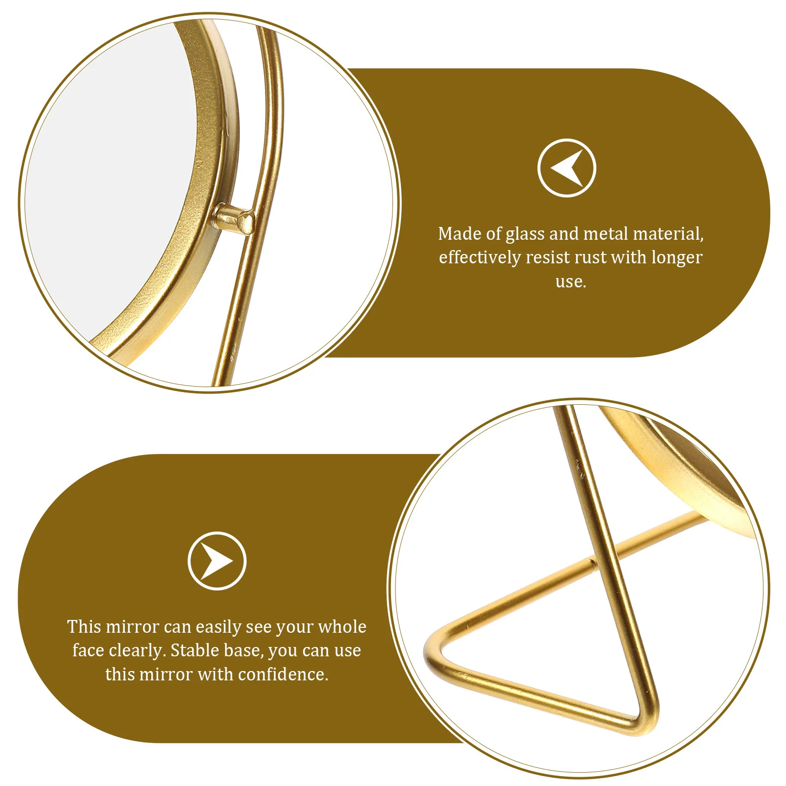 

Aesthetic Makeup Mirror Desktop Glass Metal Rust Resistant Stand Clear Reflection Table Mirror for Home Vanity Desk