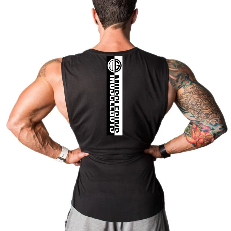 Gym Sleeveless Basketball Training Sport T-Shirts Summer Mens Fitness Runnning Singlets Breathable Cotton Bodybuilding Tank Tops