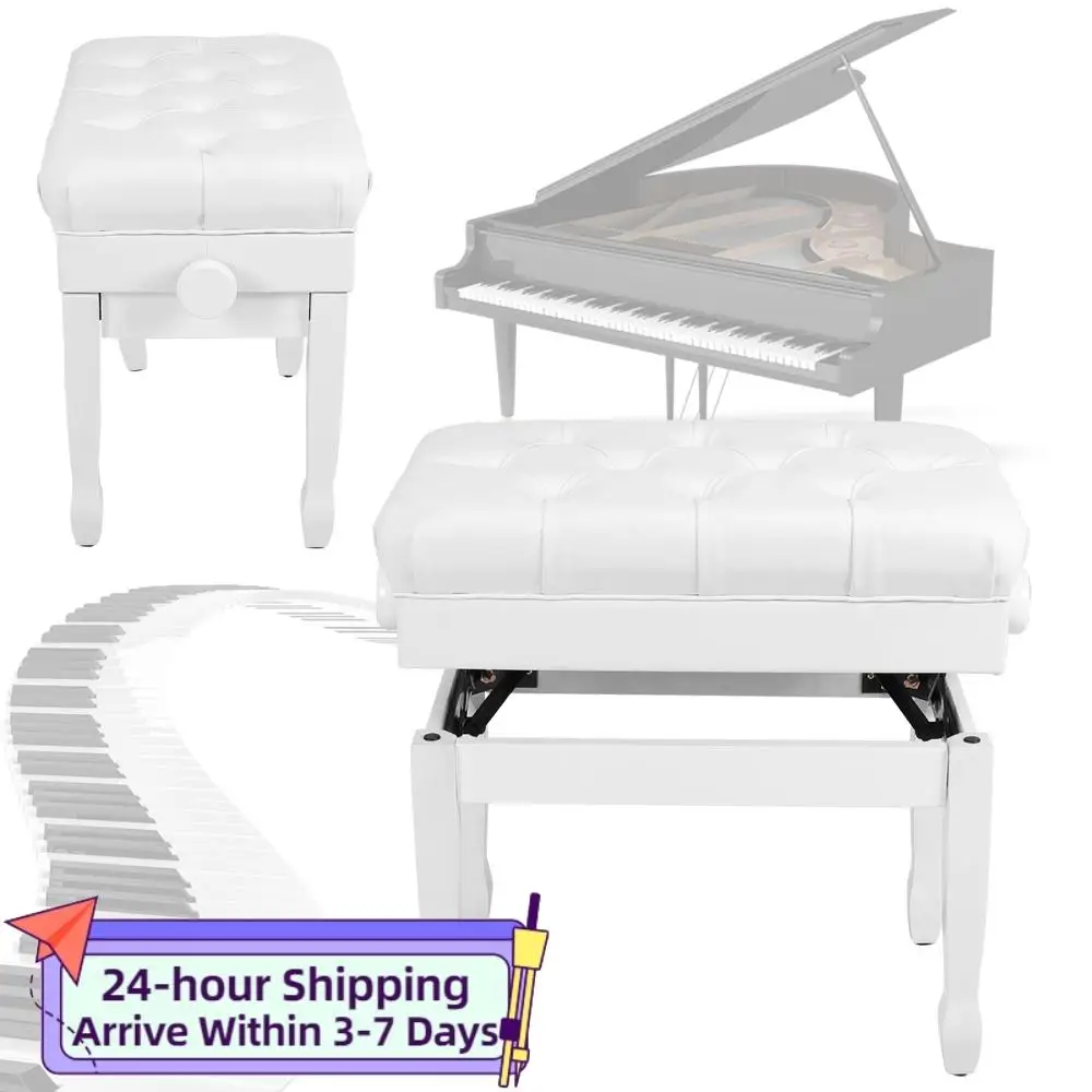 

Heavy Duty Keyboard Piano Seat with Bookcase Cushioned Instrument Stool Breathable for Home/Music Room/Classroom