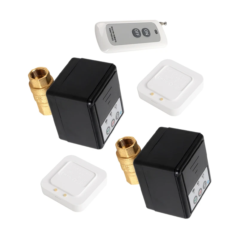 

Wireless Water Leak Protection System DN15 DN20 DN25 Brass Valve Battery Powered with 2pcs Mini Sensors and 1pc Remote Control