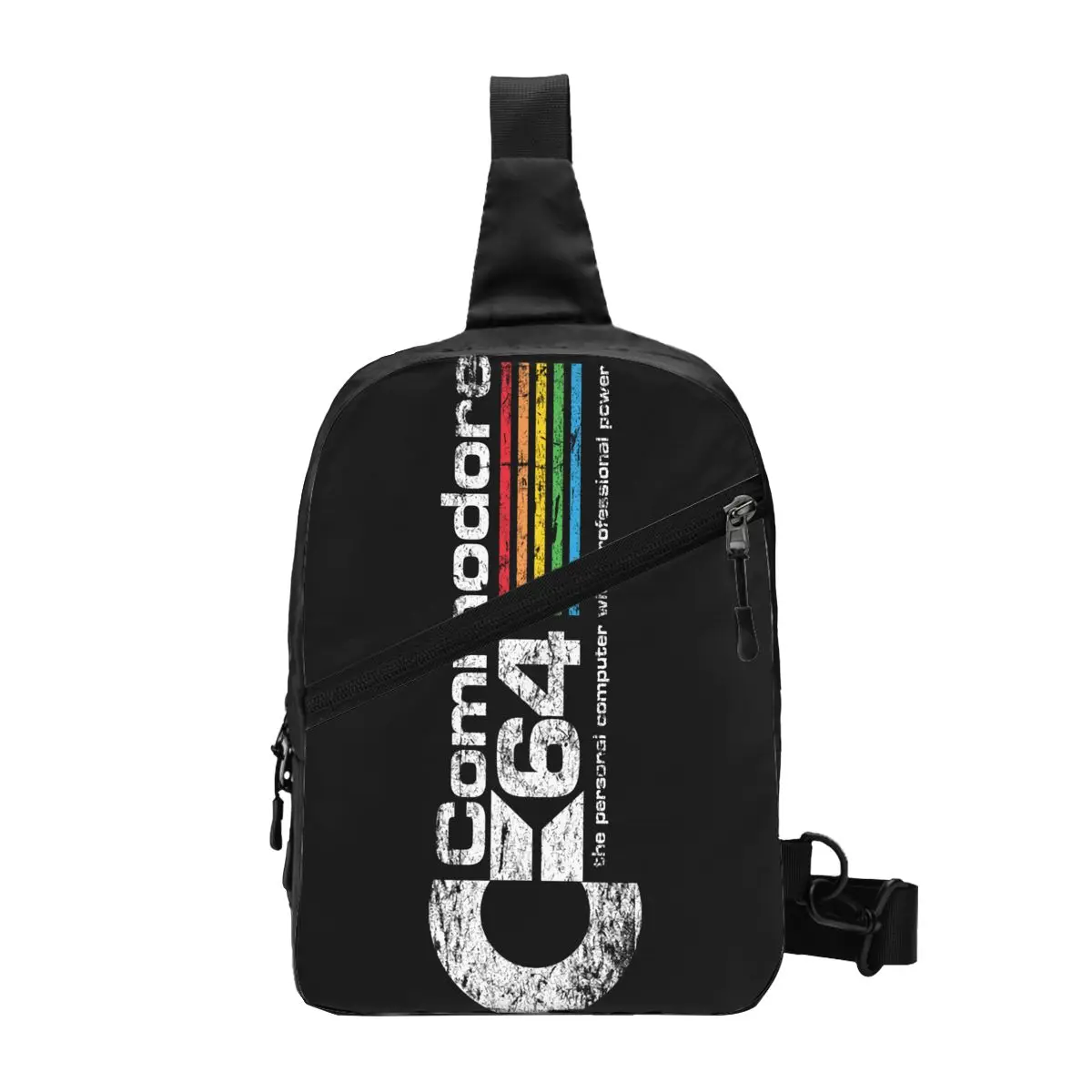 Tas punggung komputer selempang pria, ransel selempang dada keren C64 Amiga 64 untuk mendaki