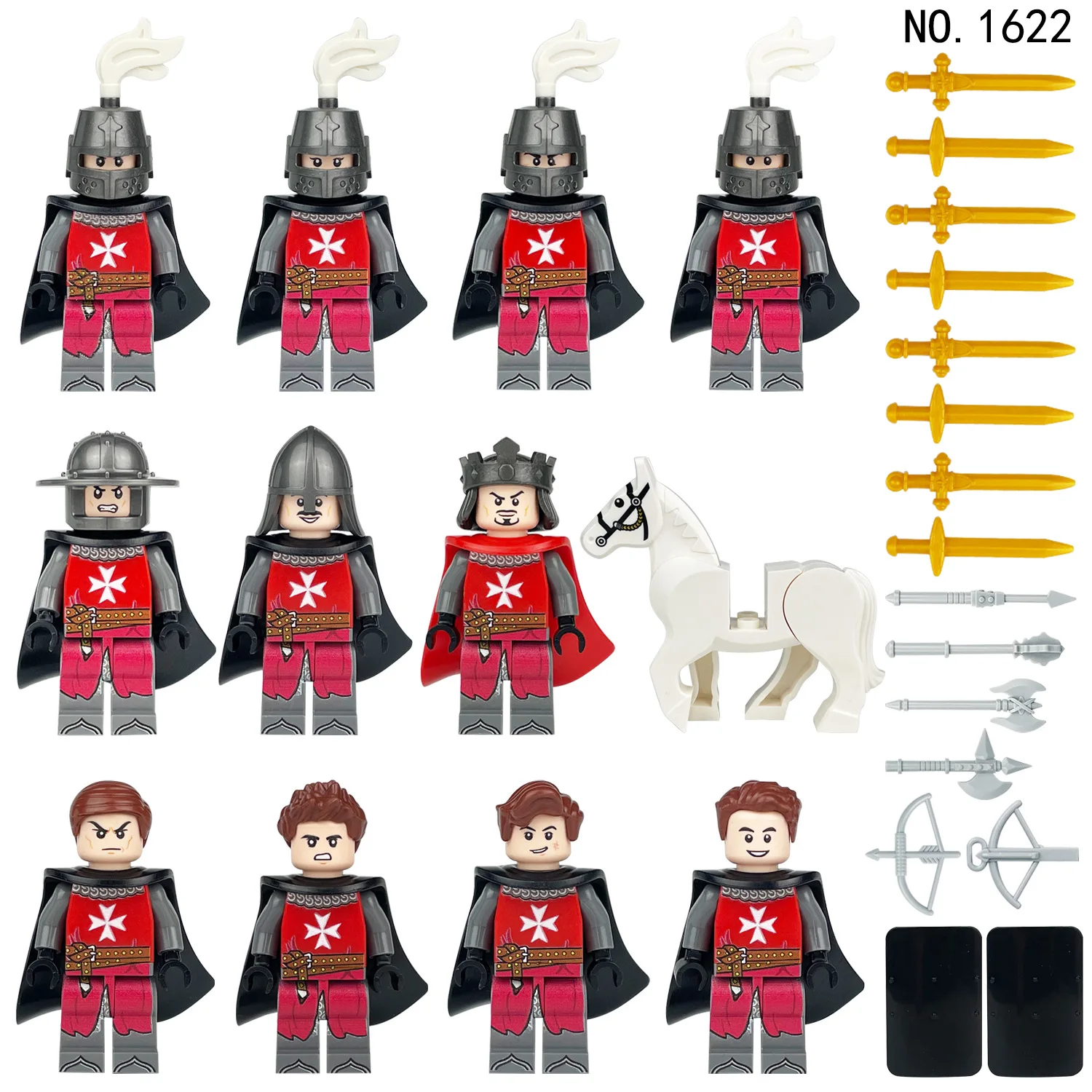 280 verschiedene mittelalterliche Ritter, römische Legion, Mini-Figuren-Bausteine, Lernspielzeug für Kinder, kleine Geschenke – Detail 11