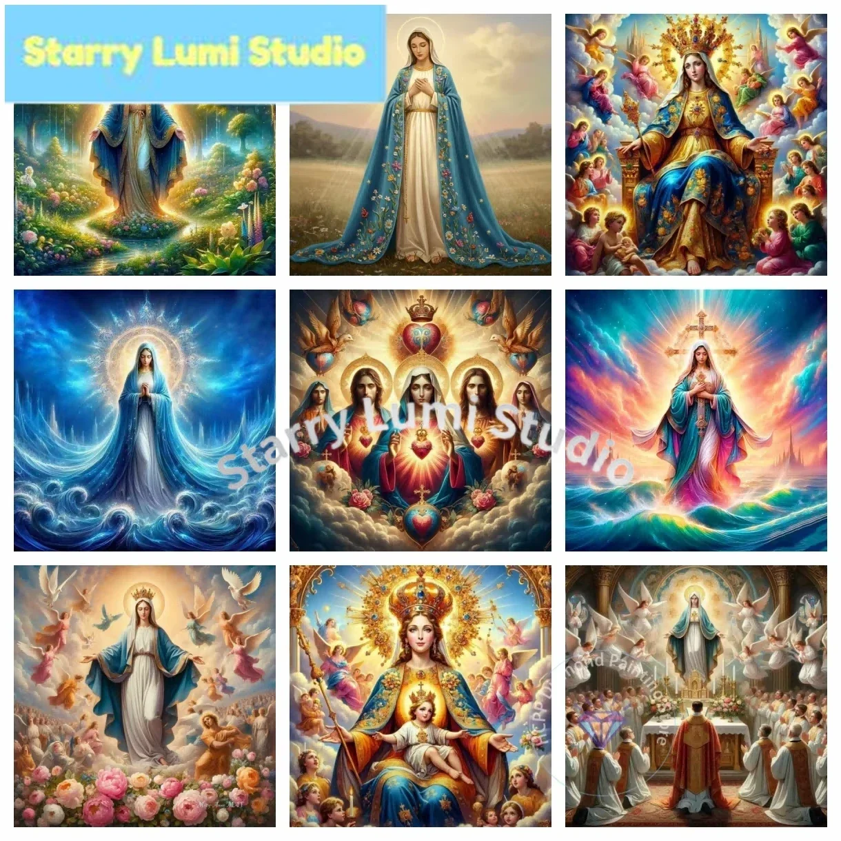 The Virgin Mary, Mother of Jesus Diamond Painting Kit 5D DIY Diamond Embroidery Handmade Art Exquisite Gift Home Decoration