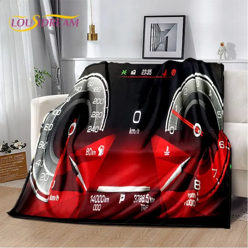 3D Racing Car Dashboard Soft Plush Quilt Blanket,