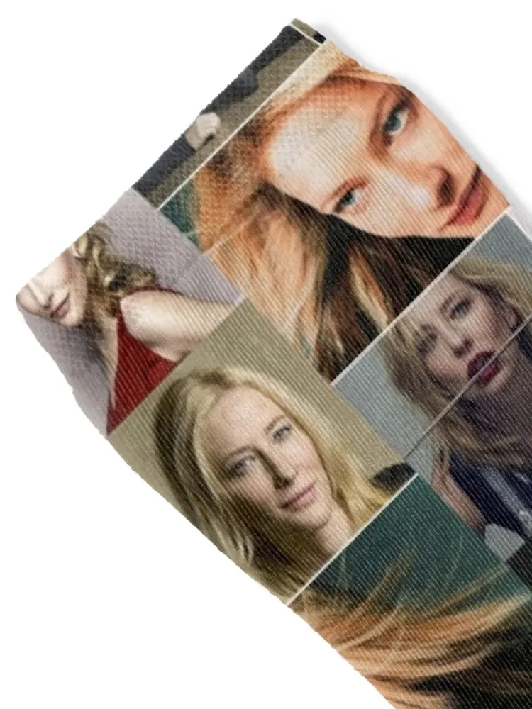 Cate Blanchett Australian Actress Colorful Aesthetic Photos Collage - 2 Socks man summer Non-slip Socks For Men Women's