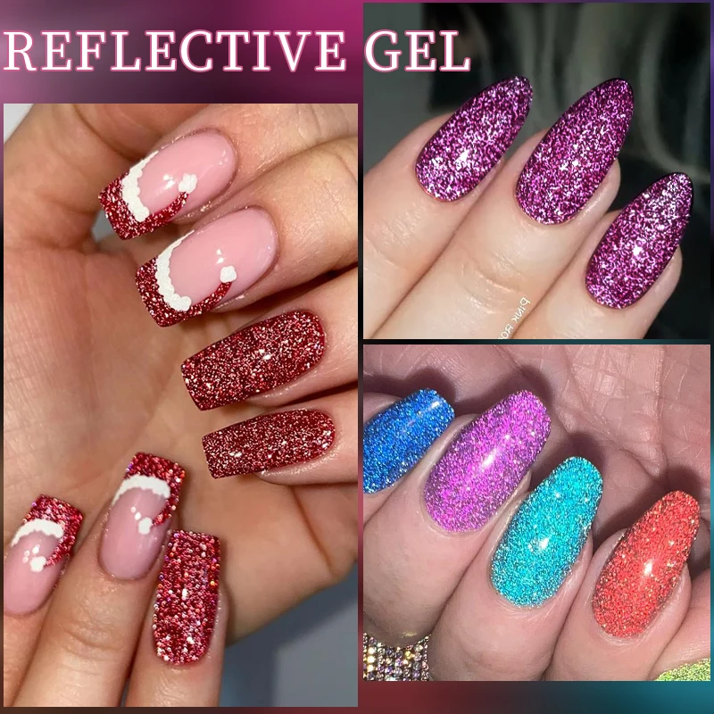 UR AÇÚCAR-Esmalte em Gel Semi Permanente, Nail Art UV e LED, Manicure Híbrida Verniz, Soak Off, Vermelho, Rosa, Refective, 7ml