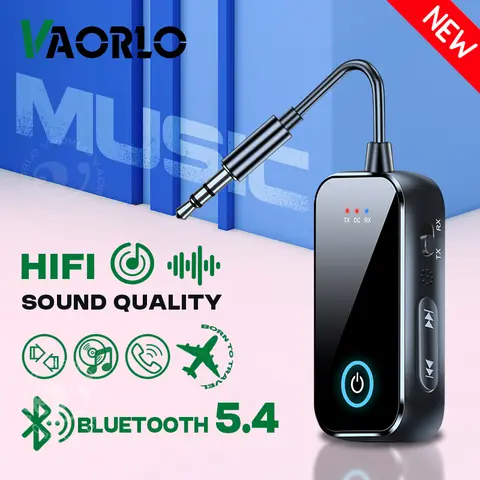 Upgraded Bluetooth 5.4 AUX Receiver Transmitter 3.5MM With Mic HiFi Stereo Music Wireless Audio Adapter For TV PC Airplane Car