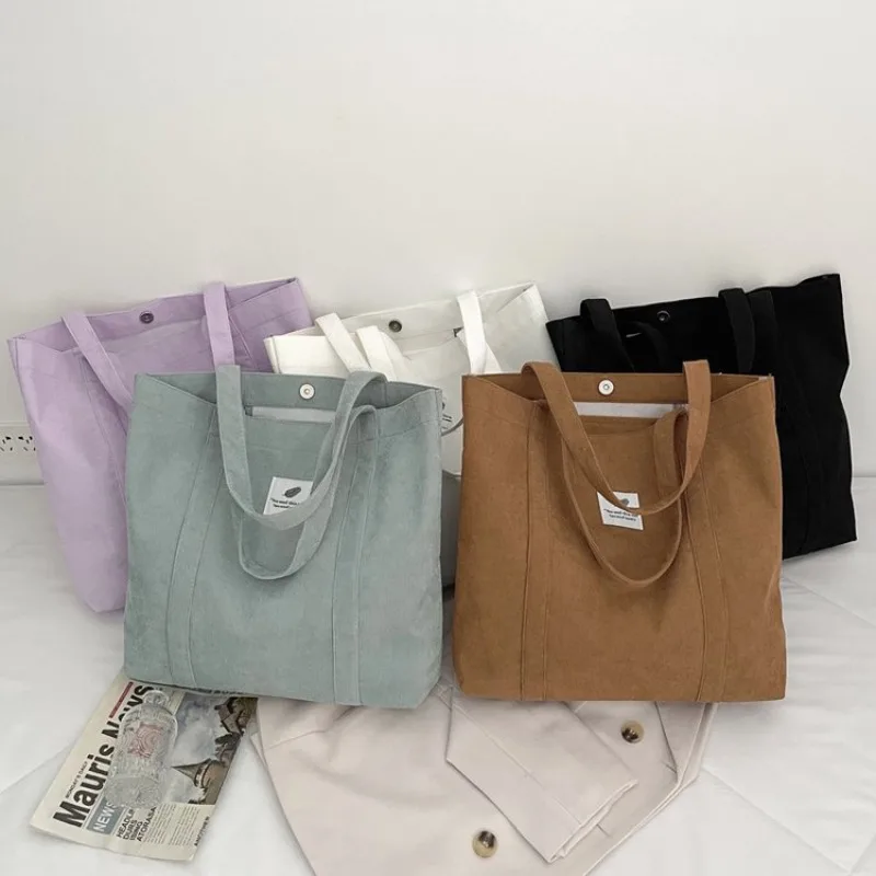 

Women's Totes Bag Simple Flannel Handbag Solid School Books Tote Large Capacity Portable Shopping Bags for Girls