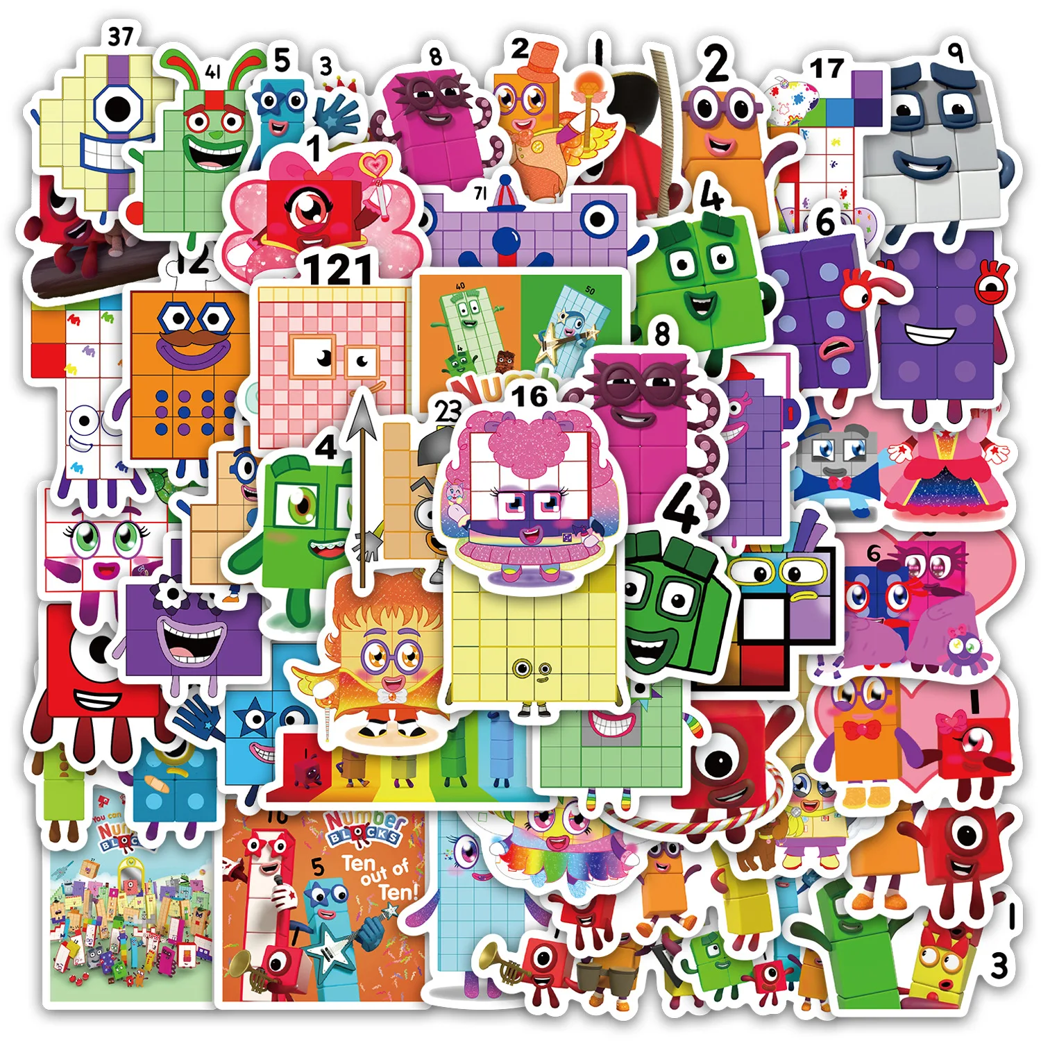 52Pcs Cartoon Math Number Stickers Waterproof Vinyl Educational Decals for Laptop Water Bottle Luggage Guitar DIY Gift